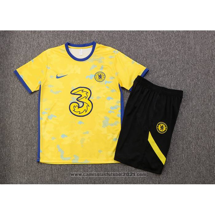 Fato de Treino Chelsea Manga Curta 2022-2023 Amarelo - Calcas Curta